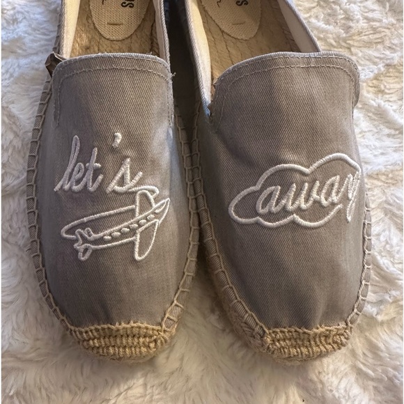 Soludos x Ceizer Gray Chambray Embroidered Let's Fly Away Espadrilles Size 9 - Picture 8 of 11